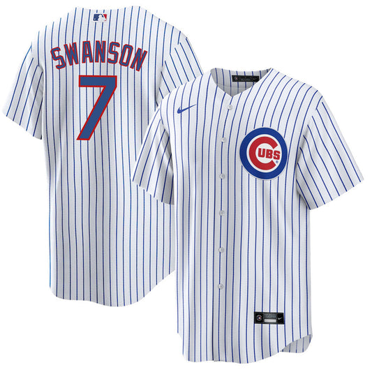 Youth Dansby Swanson Chicago Cubs White Home Premium Stitch Replica Jersey