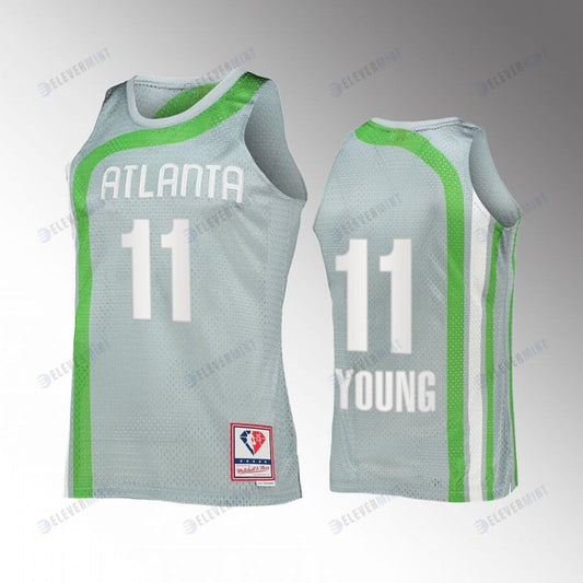 Atlanta Hawks Trae Young 11 Hardwood Classics Sliver NBA 75th Jersey